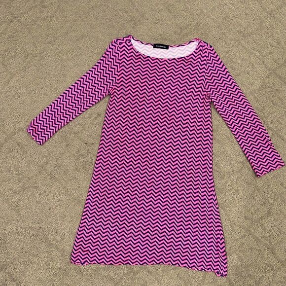 Hourglass Lilly Women’s XS Soft Navy & Pink Patterned Mini Dress w 3/4 Sleeves - Picture 11 of 11